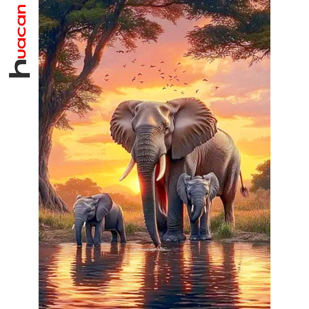 Huacan Elephant Sunset Landsca - Resin Art Wallpaper review and price