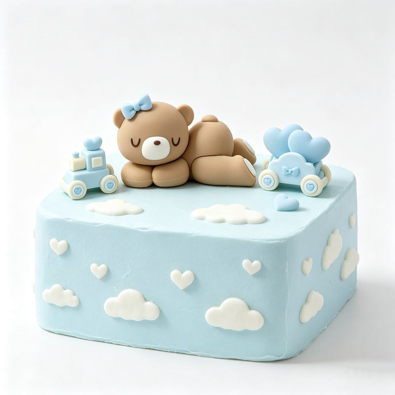 3D Pink Blue Bear Cake Topper  - Resin Art Baby review and price