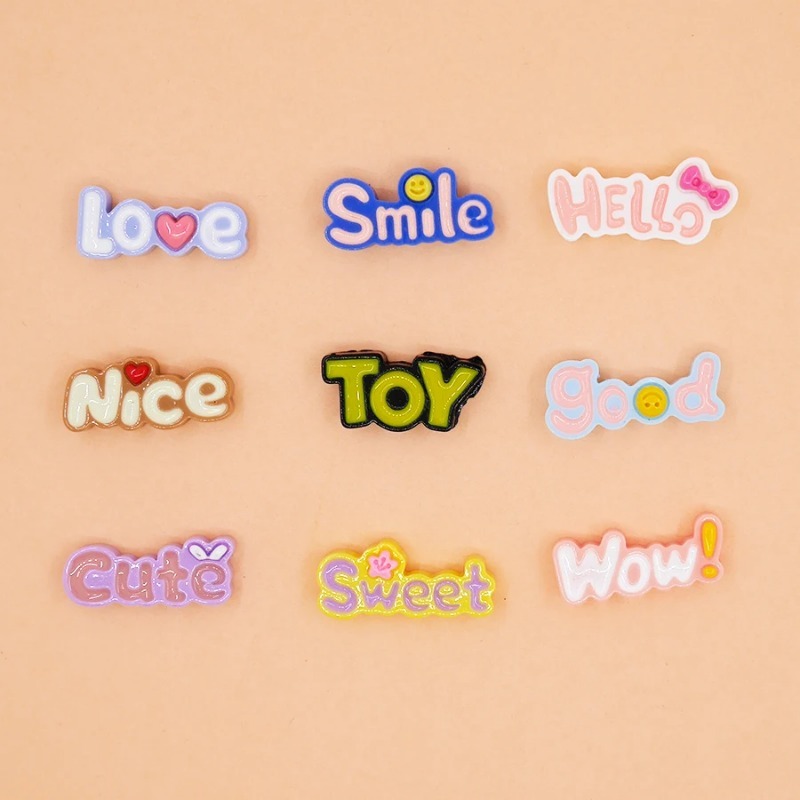 10Pcs Cute Flat Back Wow Luck  - Resin Art Alphabet review and price